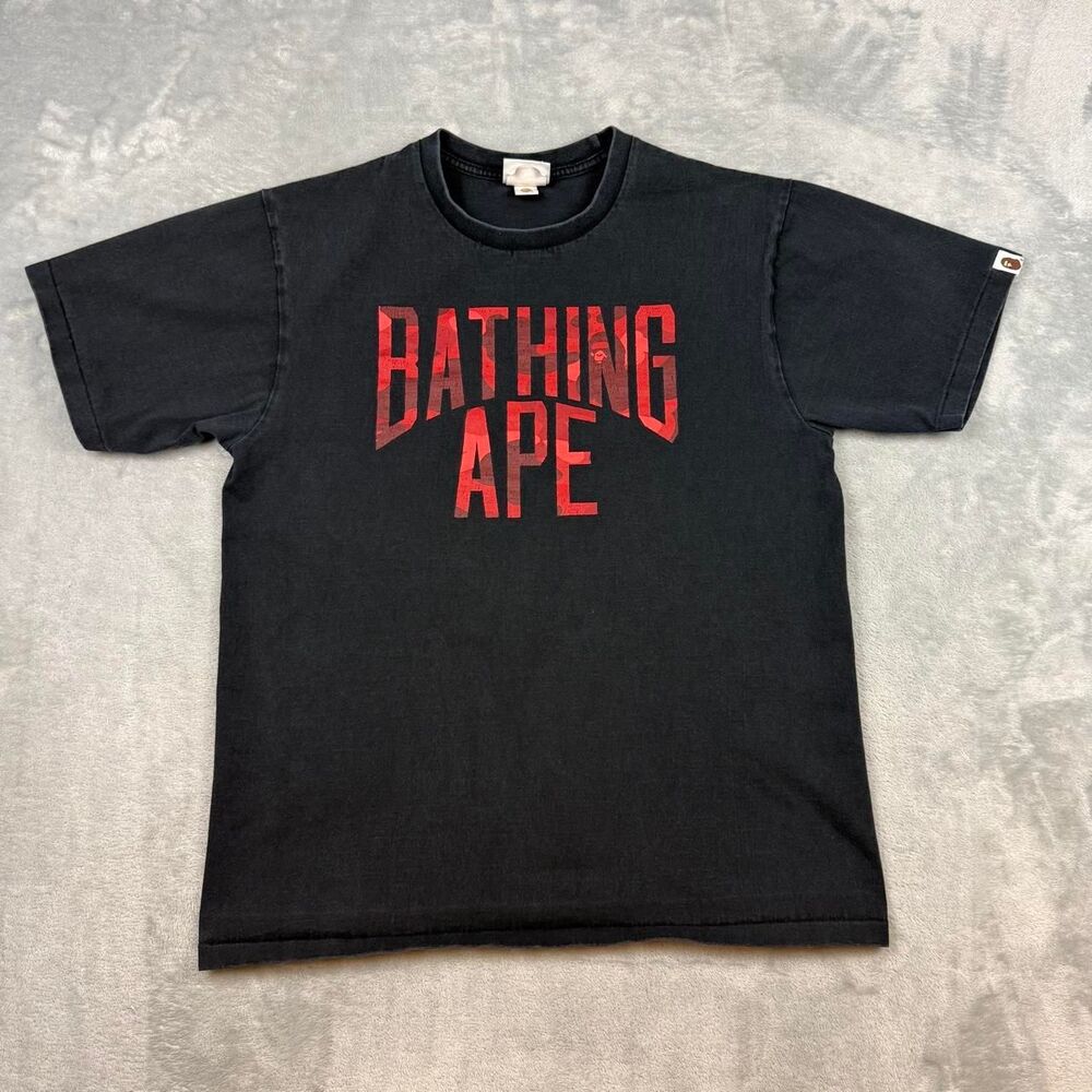 Bape Men's Black and Grey T-shirt